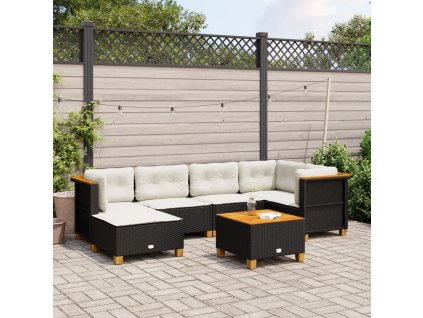 vidaXL 7-dielna záhradná súprava pohoviek s vankúšmi čierna polyratan