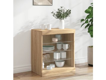 vidaXL Komoda s LED svetlami dub sonoma 60,5x37x67 cm