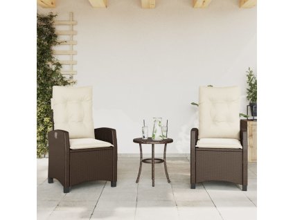 vidaXL Sklápacie záhradné kreslá 2 ks s podložkami hnedé polyratan