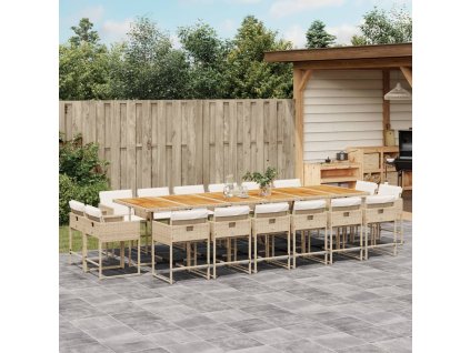 vidaXL 17-dielna záhrad. jedálenská sada vankúše mix béžovej polyratan