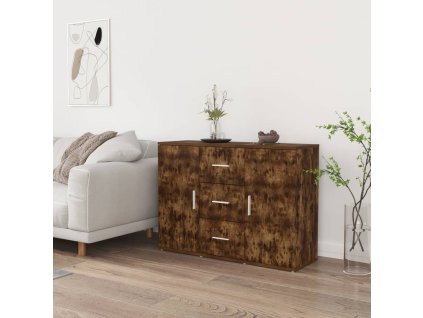 vidaXL Komoda dymový dub 91x29,5x65 cm spracované drevo