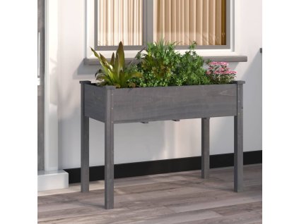 vidaXL Kvetináč s vložkou sivý 118x59x76 cm jedľový masív