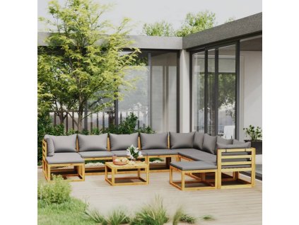 vidaXL 11-dielna záhradná sedacia súprava s podložkami akáciový masív