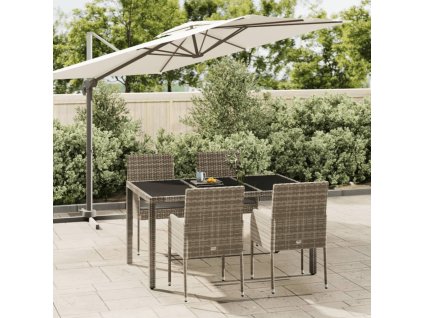 vidaXL 5-dielna záhradná jedálenská sada s podložkami sivá polyratan