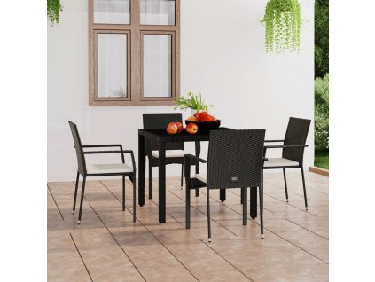 vidaXL Záhradné stoličky so sedákmi 4 ks polyratanové čierne