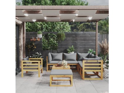 vidaXL 8-dielna záhradná sedacia súprava s podložkami, akáciový masív