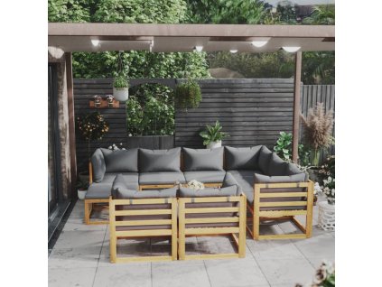 vidaXL 10-dielna záhradná sedacia súprava s podložkami akáciový masív