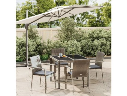 vidaXL 5-dielna záhradná jedálenská sada s podložkami sivá polyratan