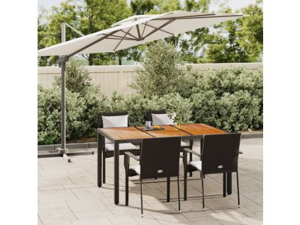 vidaXL 5-dielna záhradná jedálenská súprava a vankúše čierna polyratan