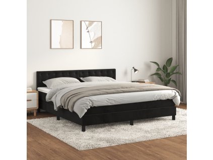 vidaXL Posteľný rám boxspring s matracom čierny 160x200 cm zamat