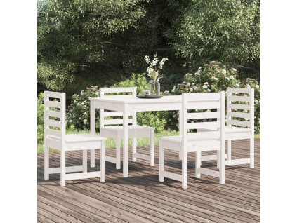 vidaXL 5-dielna záhradná jedálenská súprava biela borovicový masív