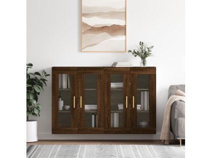 vidaXL Nástenné skrinky 2 ks hnedý dub kompozitné drevo