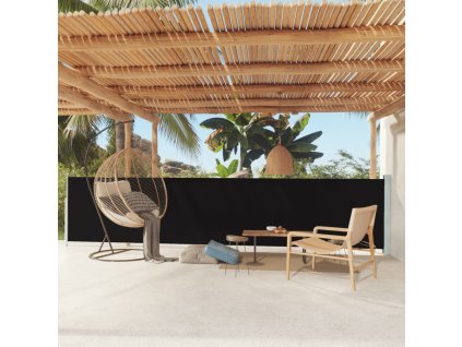 vidaXL Zaťahovacia bočná markíza na terasu 117x600 cm čierna