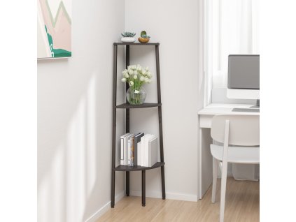 vidaXL Rohový regál s 3 policami, čierny 45,5x31,5x120 cm