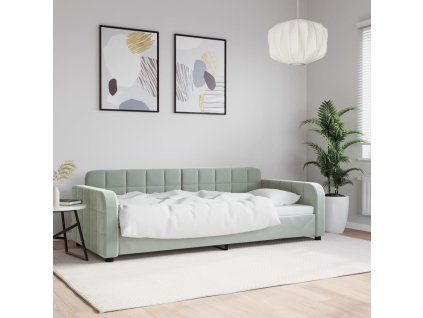 vidaXL Denná posteľ bledosivá 90x190 cm zamat