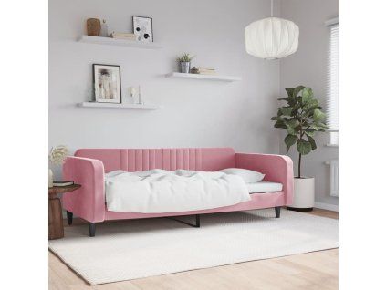 vidaXL Denná posteľ ružová 90x200 cm zamat