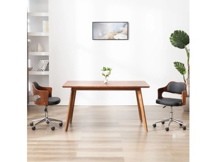 vidaXL Otočná jedálenská stolička, čierna, ohýbané drevo a umelá koža