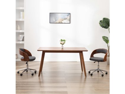 vidaXL Otočné jedálenské stoličky 2 ks sivé ohýbané drevo a látka