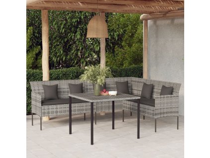 vidaXL Záhradná pohovka v tvare L s vankúšmi sivá polyratan