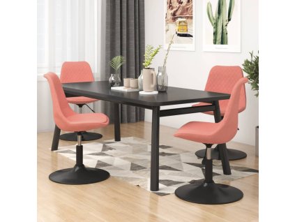 vidaXL Otočné jedálenské stoličky 4 ks ružové zamatové