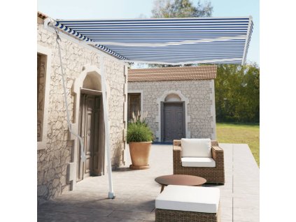vidaXL Samostatne stojaca automatická markíza 350x250 cm modro-biela