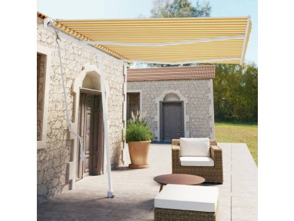 vidaXL Samostatne stojaca automatická markíza 350x250 cm žlto-biela