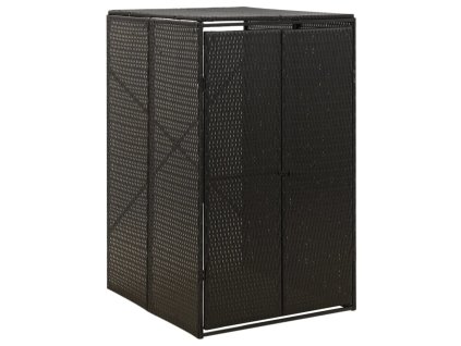 vidaXL Ohrada na odpadkový kôš čierna 70x80x117 cm polyratan