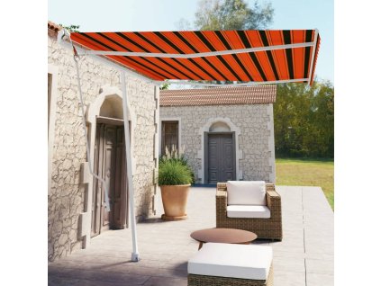 vidaXL Samostatne stojaca automatická markíza 300x250cm oranžovo-hnedá