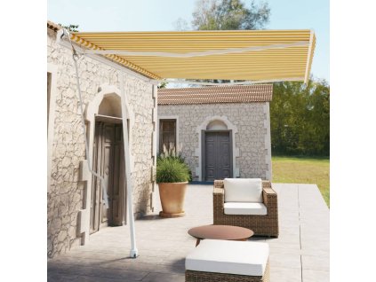 vidaXL Samostatne stojaca automatická markíza 300x250 cm žlto-biela