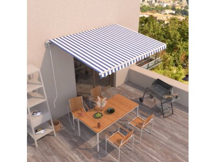 vidaXL Automaticky zaťahovacia markíza 400x350 cm modrá a biela