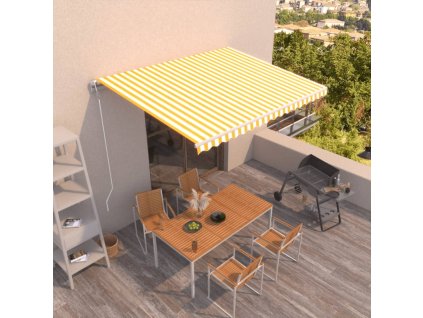 vidaXL Automaticky zaťahovacia markíza 400x350 cm žltá a biela