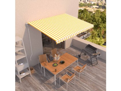 vidaXL Automaticky zaťahovacia markíza 450x300 cm žltá a biela
