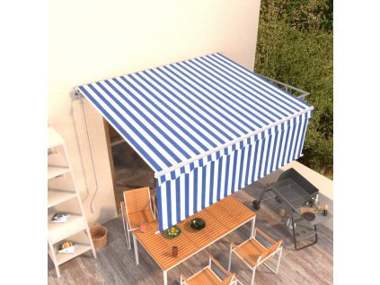 vidaXL Automatická markíza s tienidlom 4,5x3 m modro-biela
