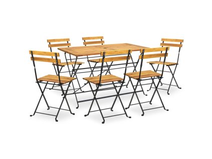 vidaXL 7-dielna skladacia vonkajšia jedálenská súprava masívne akáciové drevo