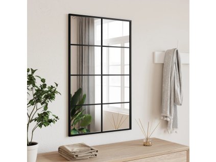 vidaXL Nástenné zrkadlo čierne 40x80 cm obdĺžnikové železné