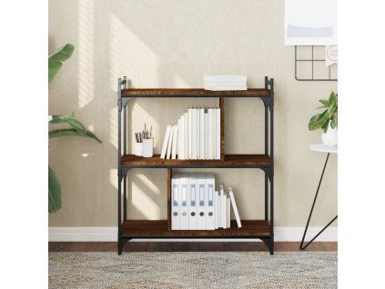 vidaXL Knižnica 3-poschodová hnedý dub 76x32x88 cm kompozitné drevo