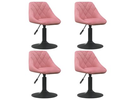 vidaXL Otočné jedálenské stoličky 4 ks ružové zamatové