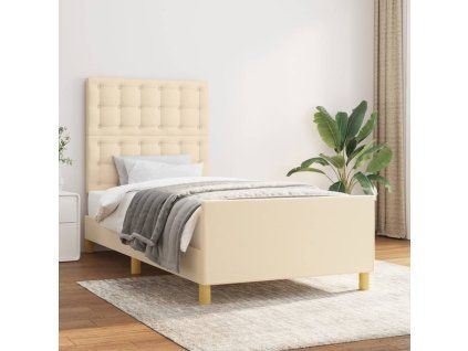 vidaXL Posteľný rám s čelom krémový 80x200 cm látka
