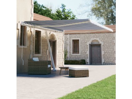 vidaXL Voľne stojaca ručne zaťahovacia markíza 450x300 cm, modro biela