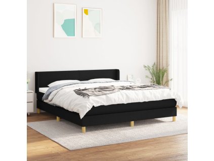 vidaXL Posteľný rám boxspring s matracom čierny 180x200 cm látka