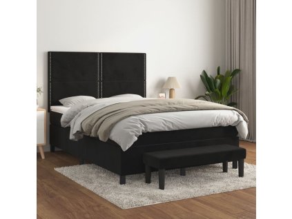 vidaXL Posteľný rám boxspring s matracom čierny 140x200 cm zamat