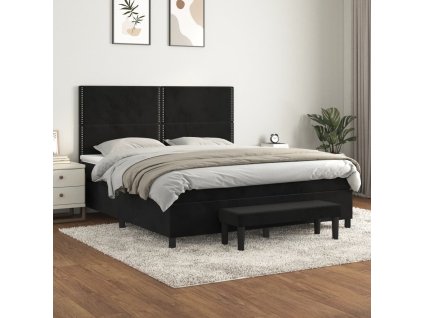 vidaXL Posteľný rám boxspring s matracom čierny 160x200 cm zamat