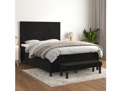 vidaXL Posteľný rám boxspring s matracom čierny 140x200 cm zamat