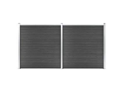 vidaXL Sada plotových panelov WPC 353x186 cm čierna