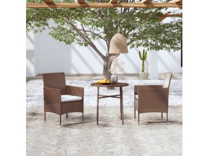 vidaXL 3-dielna záhradná jedálenská súprava hnedá polyratanová