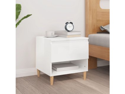 vidaXL Nočný stolík lesklý biely 50x46x50 cm spracované drevo