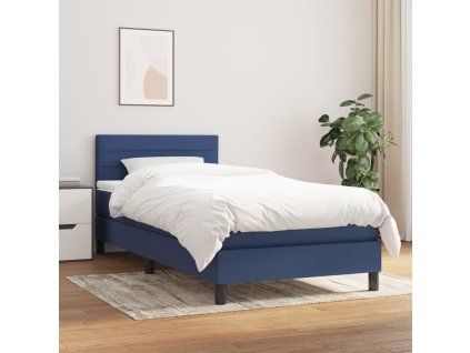 vidaXL Posteľný rám boxspring s matracom modrý 90x190 cm látka