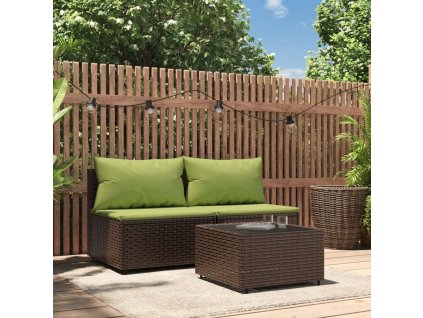 vidaXL 3-dielna záhradná sedacia súprava s podložkami polyratan hnedá