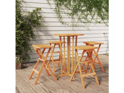 vidaXL 5-dielna skladacia barová súprava masívny tík