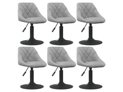 vidaXL Otočné jedálenské stoličky 6 ks bledosivé zamatové